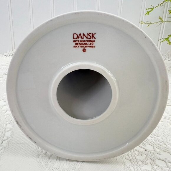 Dansk Sage Song Collection Porcelain Candle Holder 6.75" White Blue Floral - Picture 3 of 7